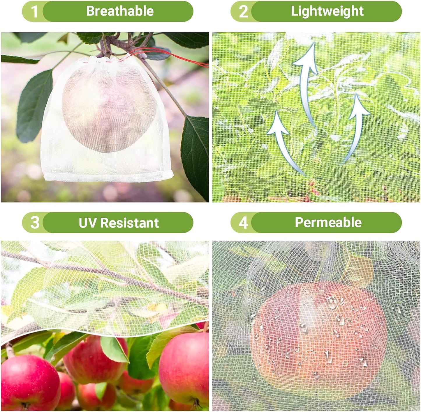 Sacos de rede para frutas com cordão