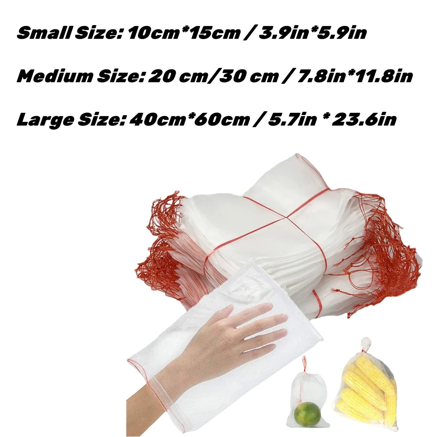 Sacos de rede para frutas com cordão