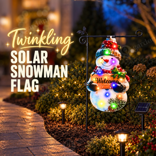 Twinkling Solar Snowman Flag • Gardenizi