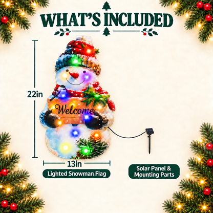 Twinkling Solar Snowman Flag • Gardenizi